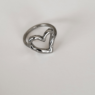 melted heart ring - silver